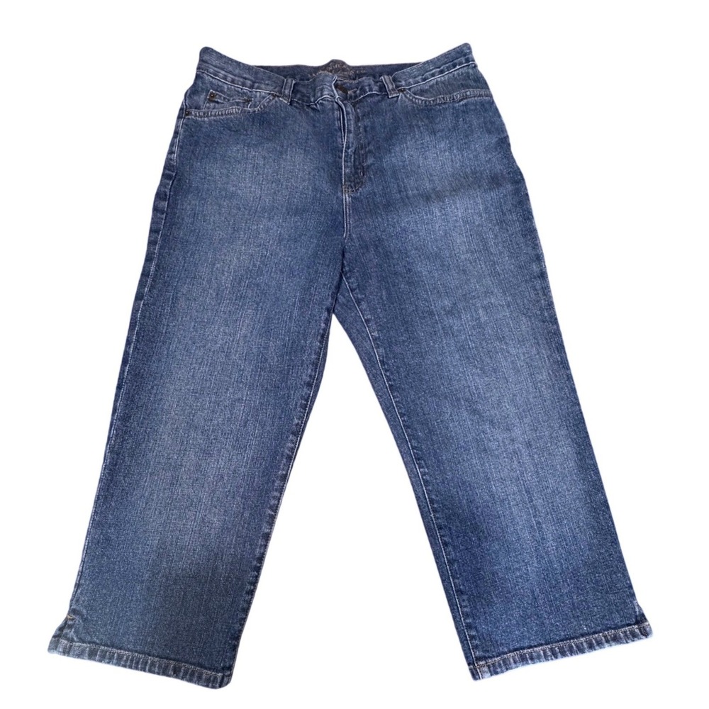 Lauren Ralph Lauren Jeans Womens 10 Wide Leg Crop Denim Blue Quiet Luxury